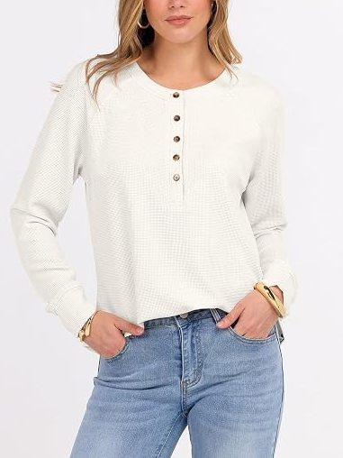 Women's Long Sleeve Waffle Knit Shirt