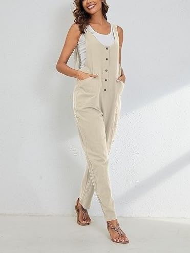 Women's Loose Casual Overalls with Pockets