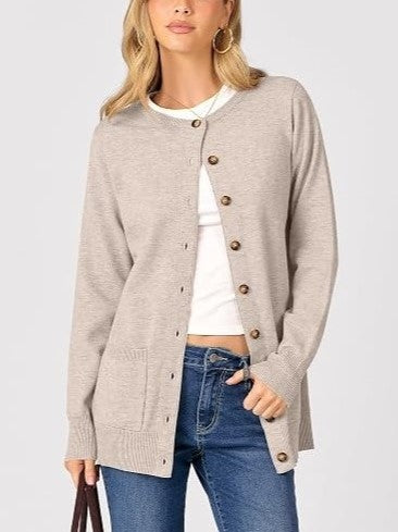 Women's 2026 Fall Casual Long Sleeve Crewneck Cardigans