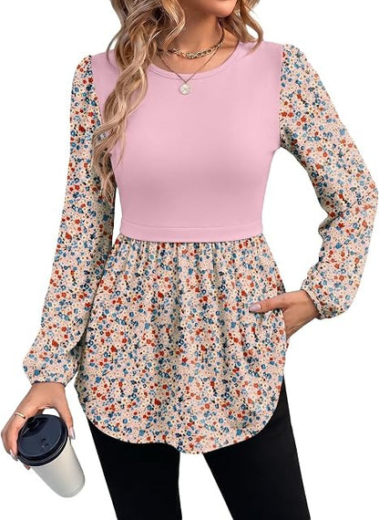 Women's 2026 Fall Fashion Peplum Tunic Tops