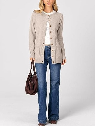 Women's 2026 Fall Casual Long Sleeve Crewneck Cardigans