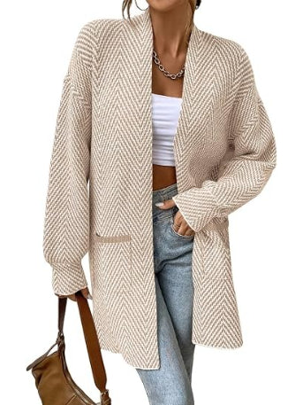 Women's Open Front Chevron Cardigan Sweaters