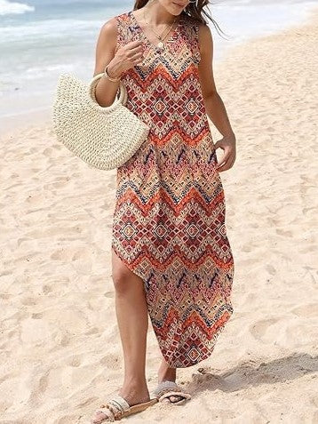Women's Casual Side Slit Loose Tank Dress