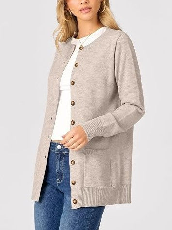 Women's 2026 Fall Casual Long Sleeve Crewneck Cardigans