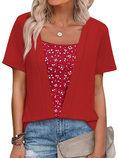 Women's 2-in-1 Square Neck Summer Blouses