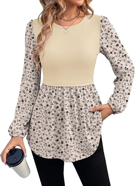 Women's 2026 Fall Fashion Peplum Tunic Tops