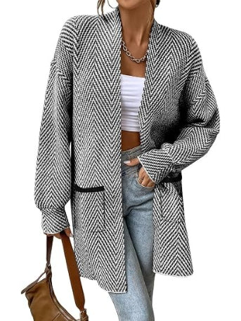 Women's Open Front Chevron Cardigan Sweaters