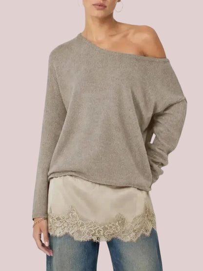 Women's Loose Lace Hem Knit Top