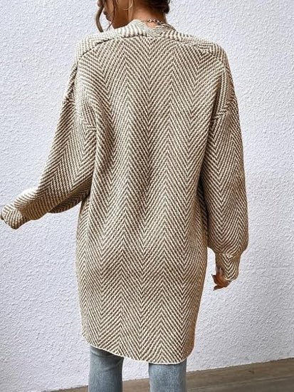 Women's Open Front Chevron Cardigan Sweaters