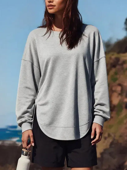 Women's Loose Fit Side Split Hem Sweatshirt
