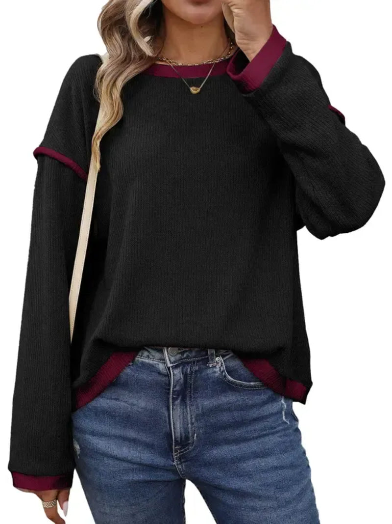 Women's Relaxed Fit Contrast Trim Blouse