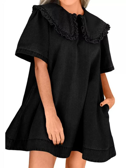 Women's Soft Denim Baby Collar Summer Dress