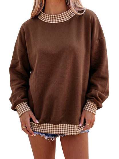 Women's Color Block Print Long Sleeve Top