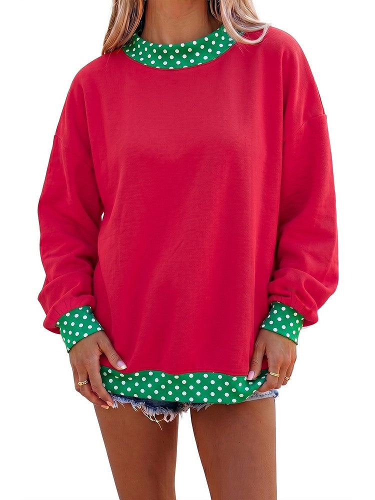 Women's Color Block Print Long Sleeve Top