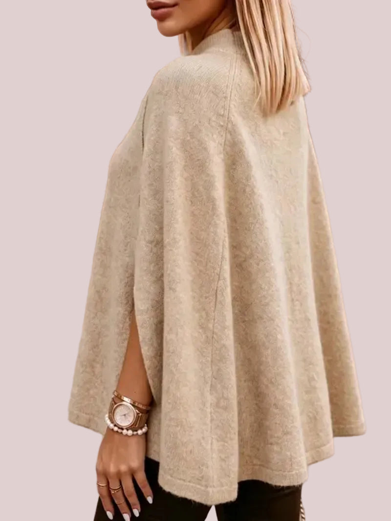Women's Mock Neck Batwing Cape Knit