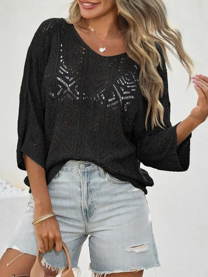 Women's Crochet Hollow Out Knit Top