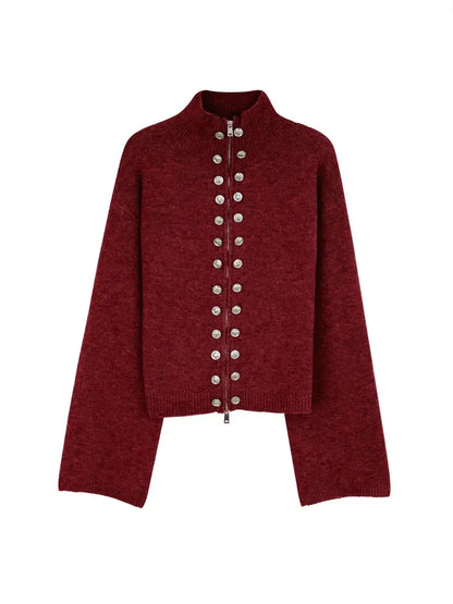 Women's Chic Knitted High Neck Cardigan
