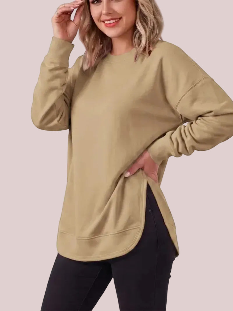 Women's Loose Fit Side Split Hem Sweatshirt