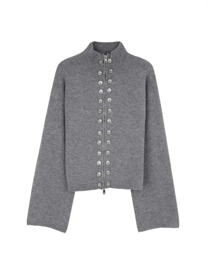 Women's Chic Knitted High Neck Cardigan