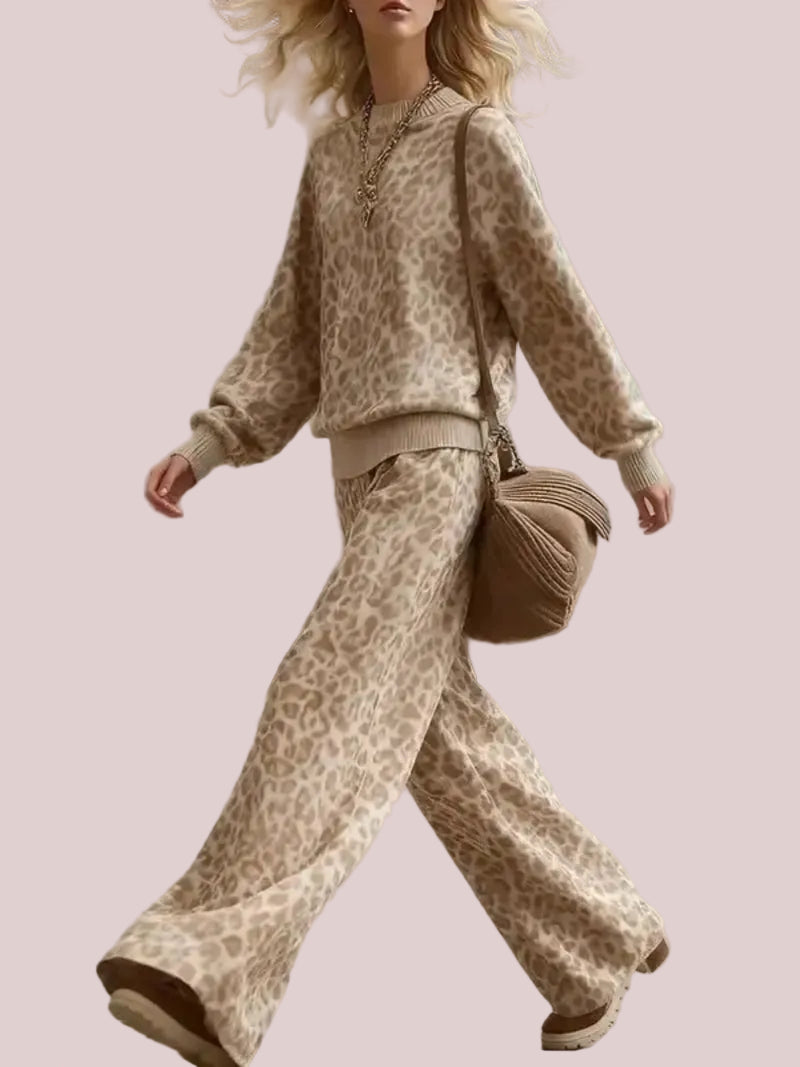 Women's Leopard Print Two Piece Outfit