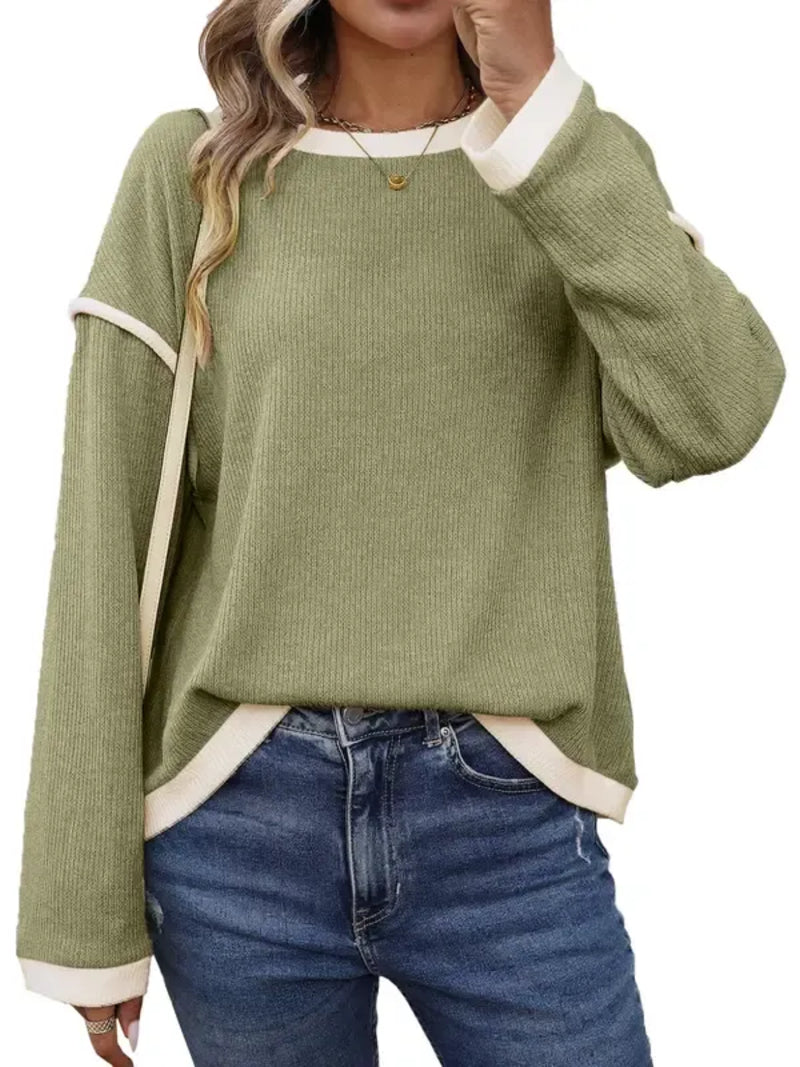Women's Relaxed Fit Contrast Trim Blouse