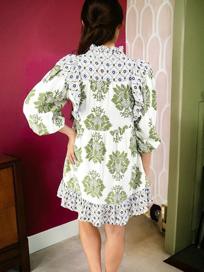 Women's Floral Print Ruffled Babydoll Dress