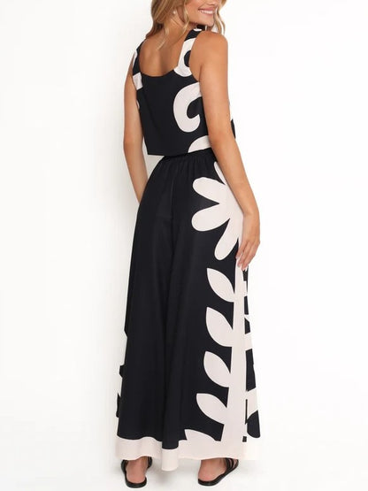 Women's Square Neck Crop Top and Palazzo Pants Set