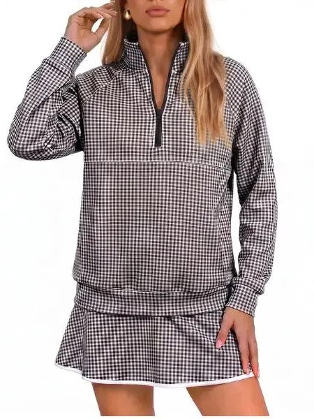 Women's Gingham Athletic Two Piece Skort Set
