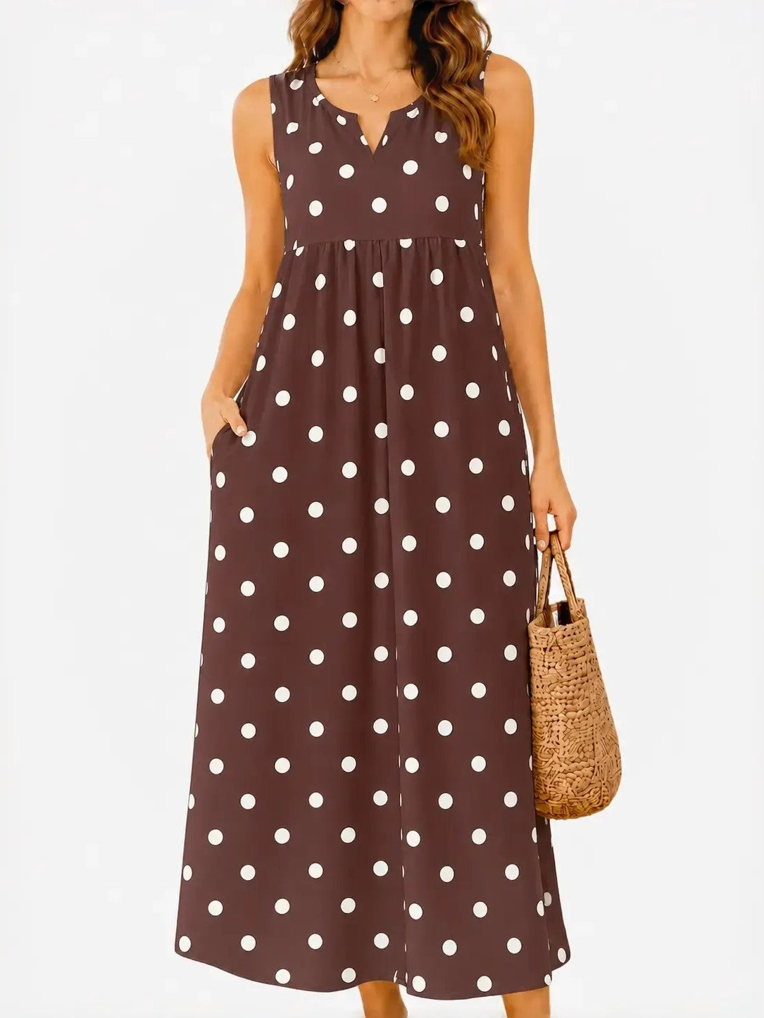 Women's Casual Printed Loose Long Dress with Pockets