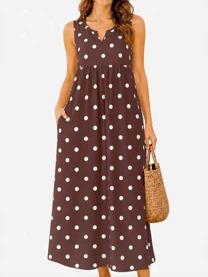 Women's Casual Printed Loose Long Dress with Pockets