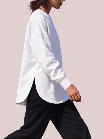 Women's Side Split Longline Crew Neck Sweatshirt