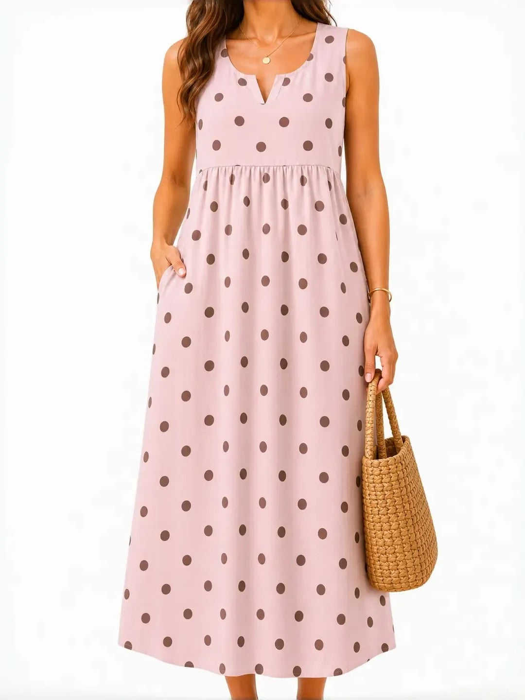 Women's Casual Printed Loose Long Dress with Pockets