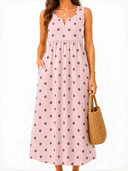 Women's Casual Printed Loose Long Dress with Pockets