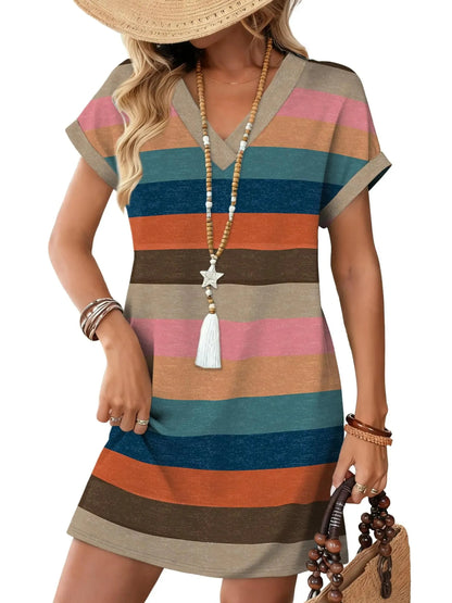 Women's Casual Boho Print Shift Mini Dress