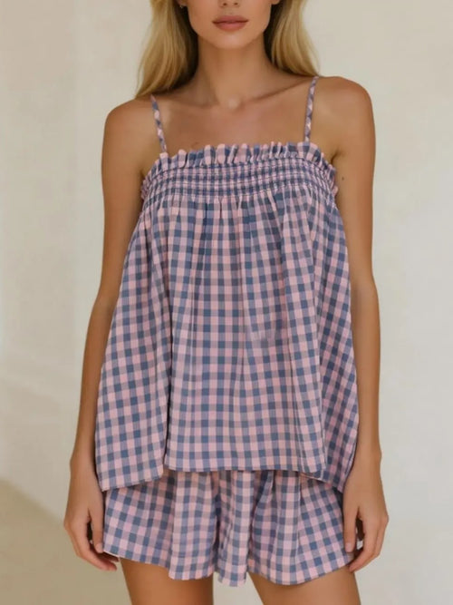 Women's Soft Gingham Vacation Matching Outfit