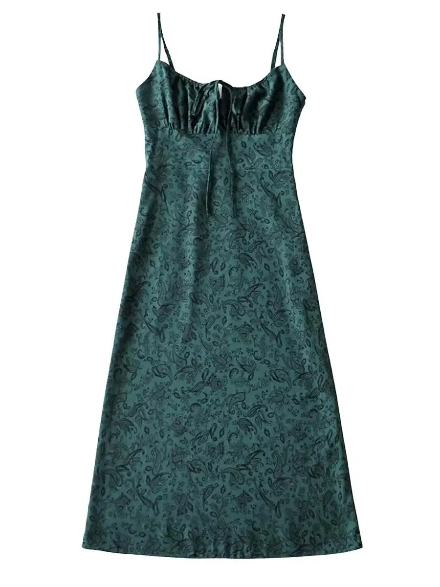 Women's Floral Print Spaghetti Strap Midi Dress