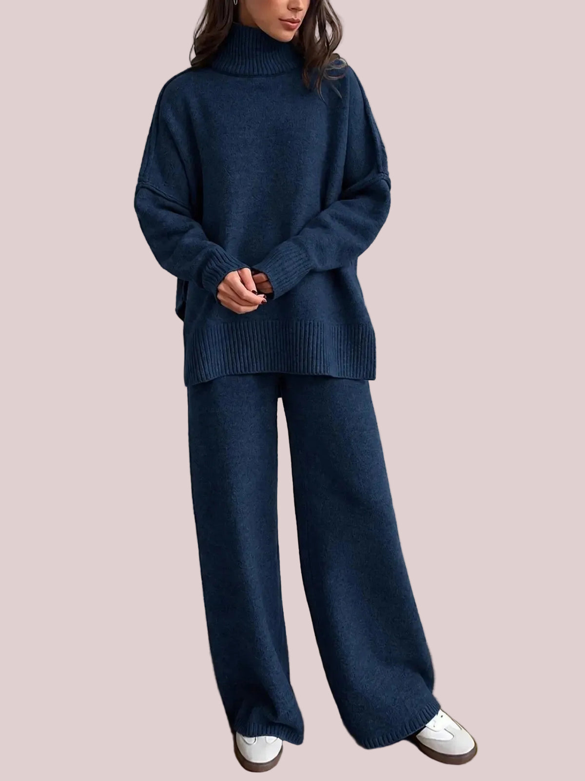 Women's Oversized Turtleneck Knit Two-Piece Set