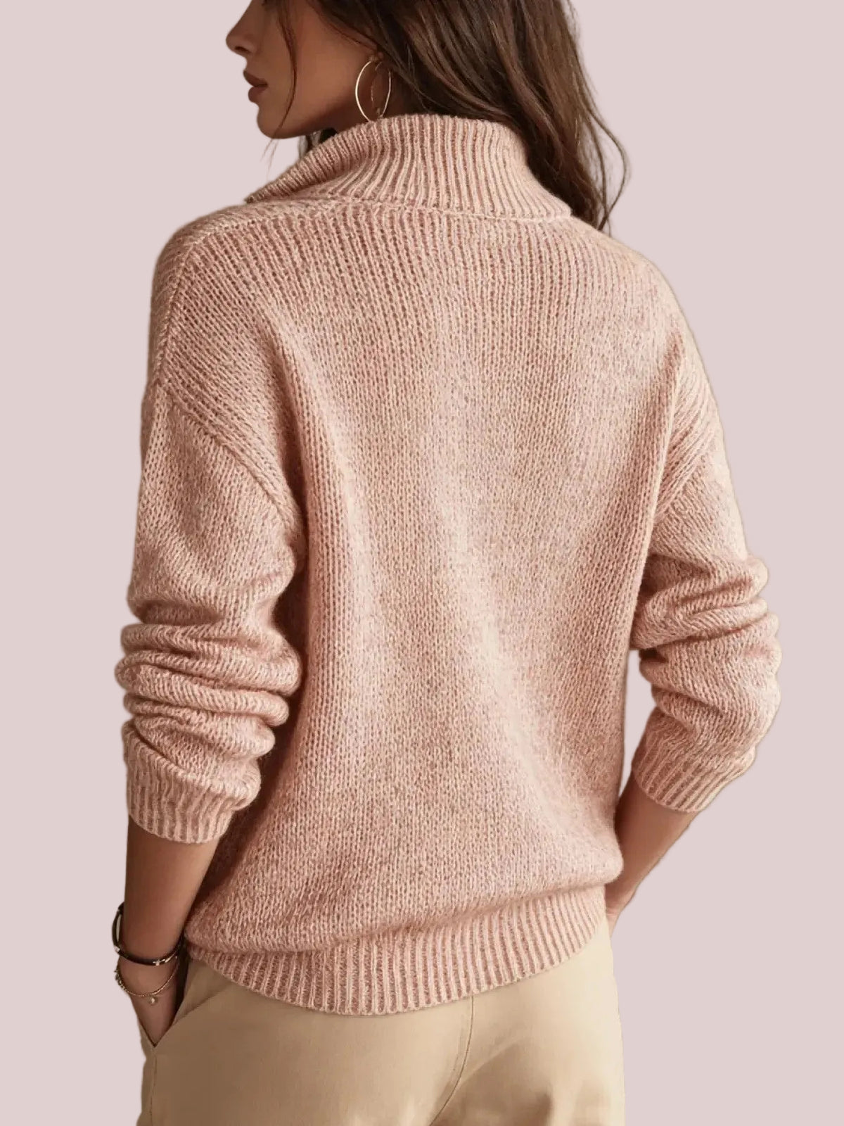 Women's Relaxed Fit Half Zip Textured Knit Top