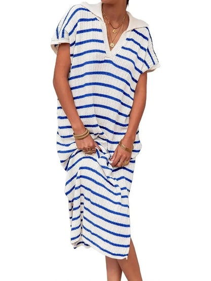 Women's Spring Striped Lightweight Soft Knit Maxi Dress