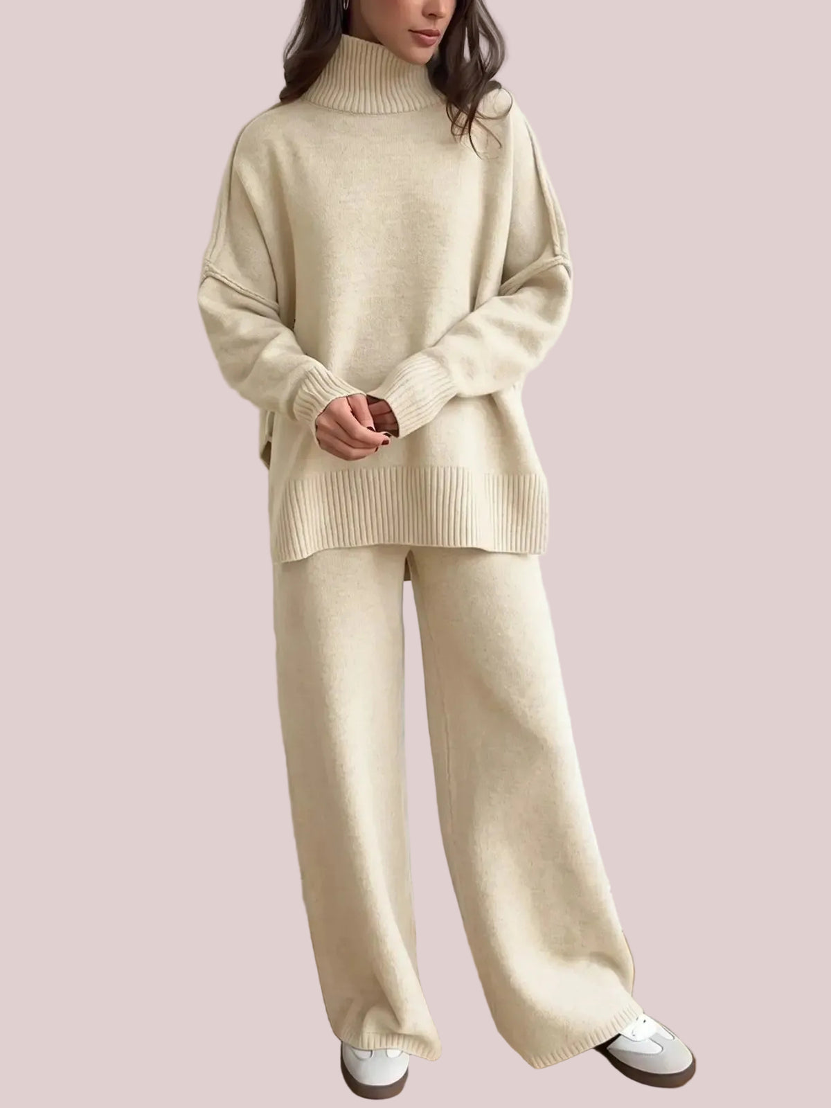 Women's Oversized Turtleneck Knit Two-Piece Set