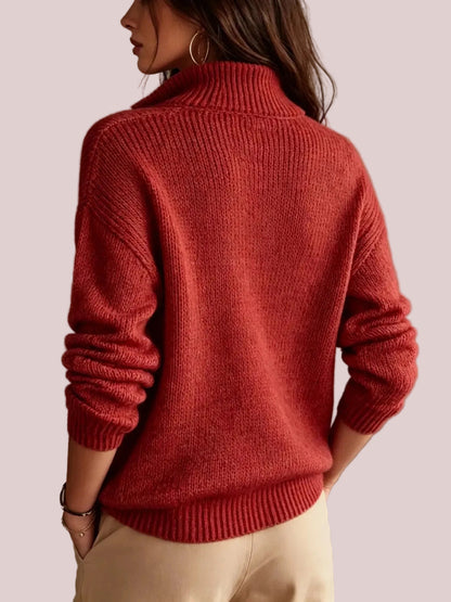 Women's Relaxed Fit Half Zip Textured Knit Top
