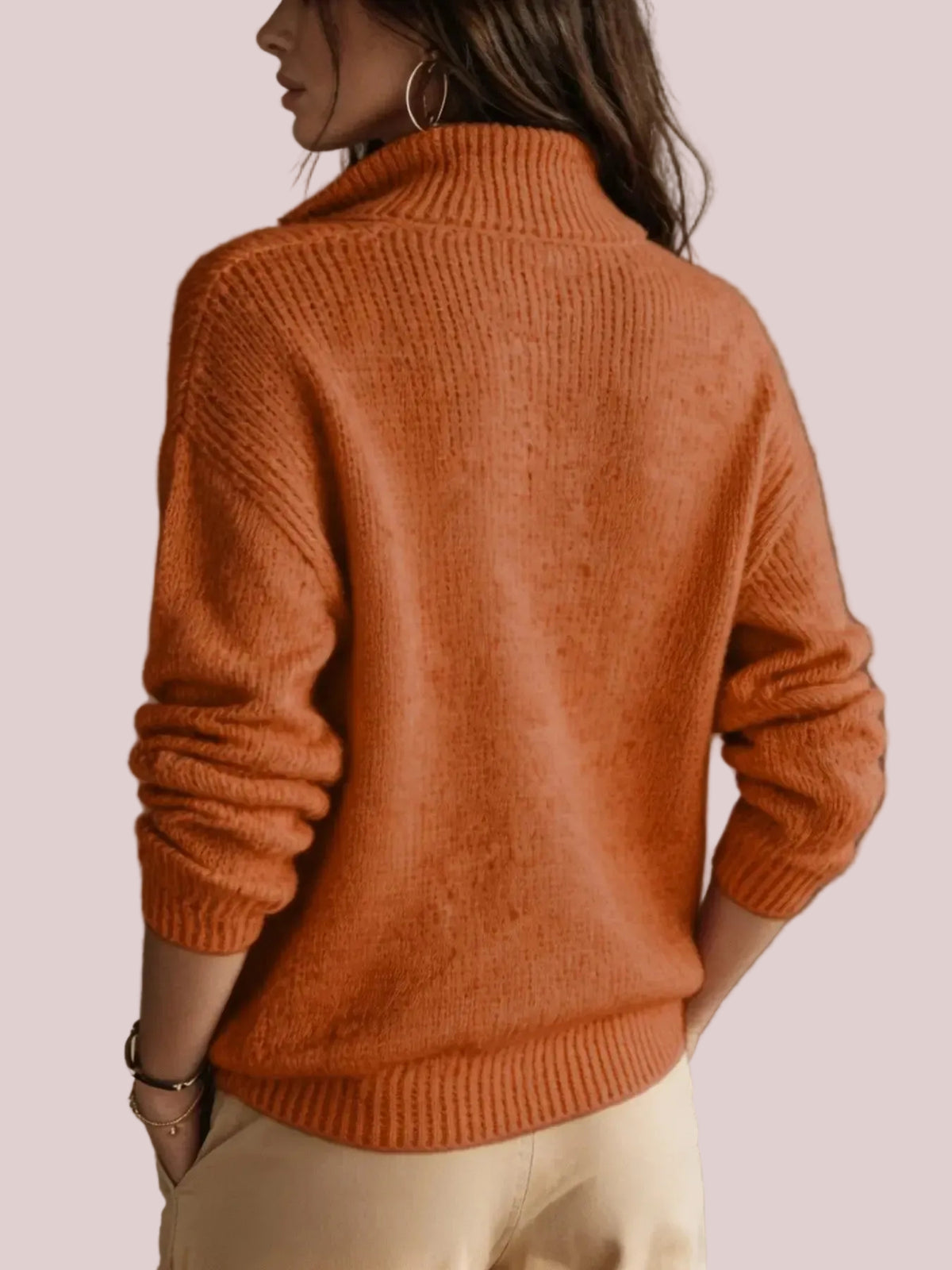 Women's Relaxed Fit Half Zip Textured Knit Top