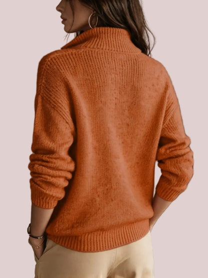 Women's Relaxed Fit Half Zip Textured Knit Top