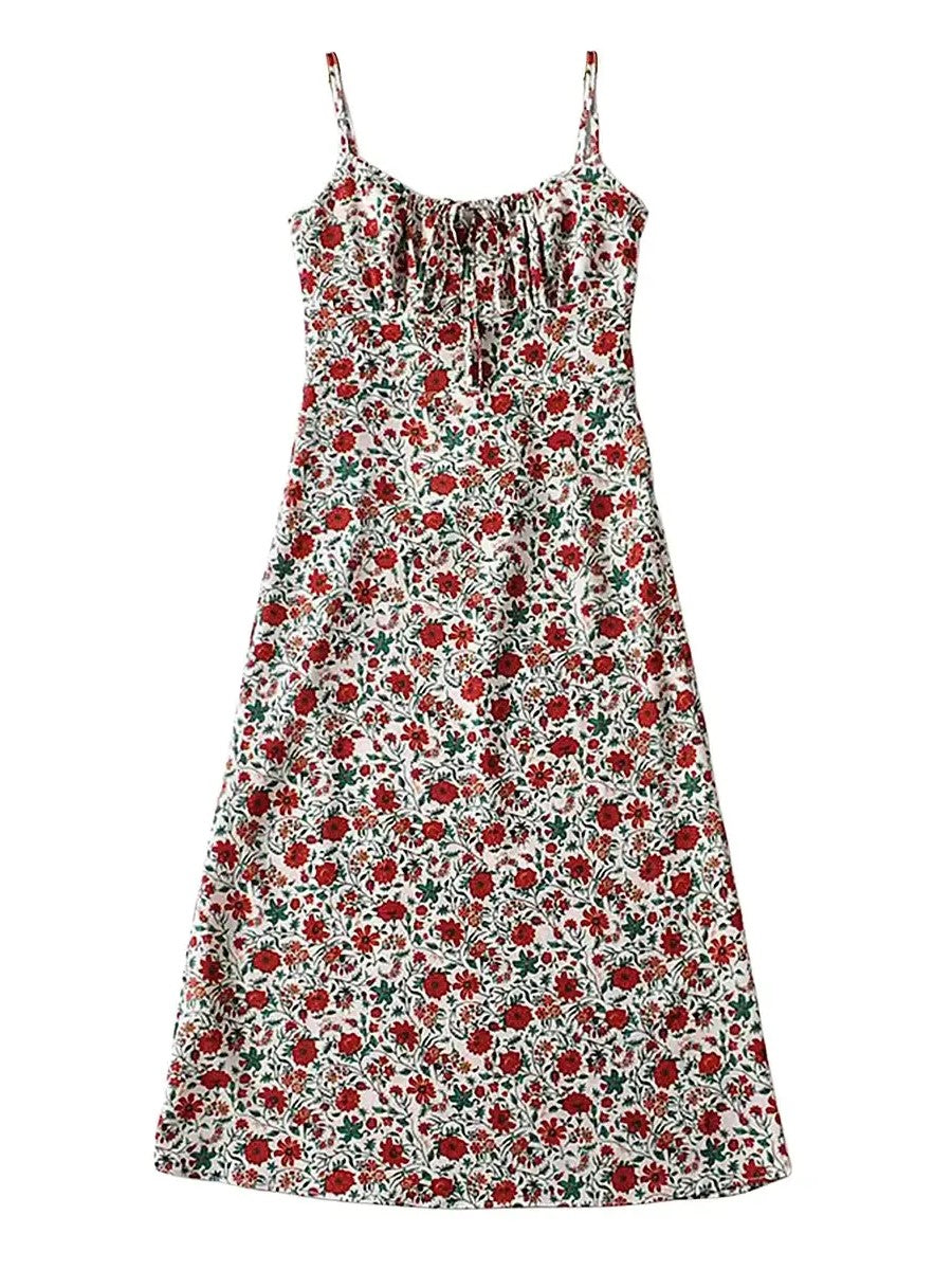 Women's Floral Print Spaghetti Strap Midi Dress