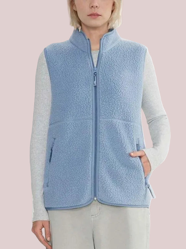Women's Stand Collar Teddy Fleece Sleeveless Gilet