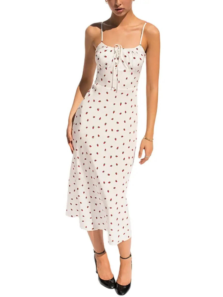 Women's Floral Print Spaghetti Strap Midi Dress