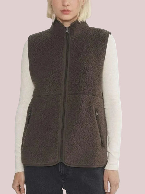 Women's Stand Collar Teddy Fleece Sleeveless Gilet