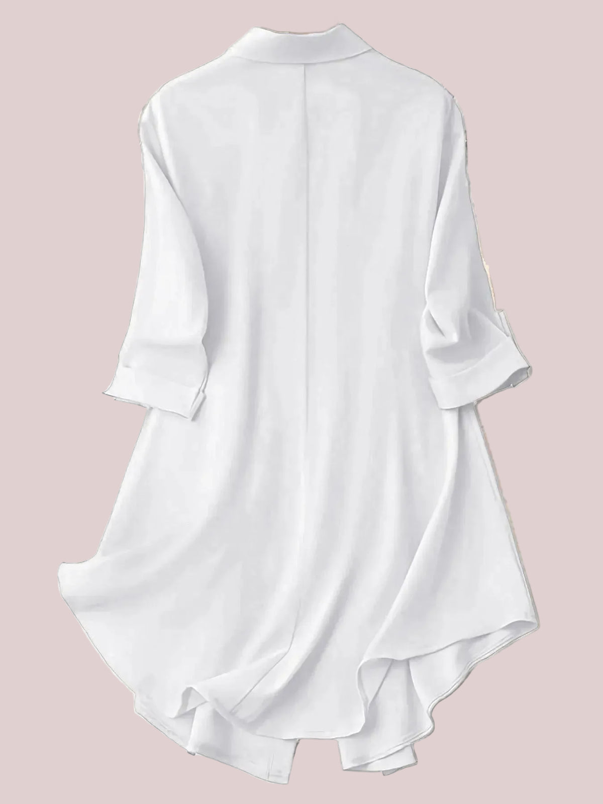 Women's Plus Size Roll Tab Sleeve Curved Hem Longline Shirt