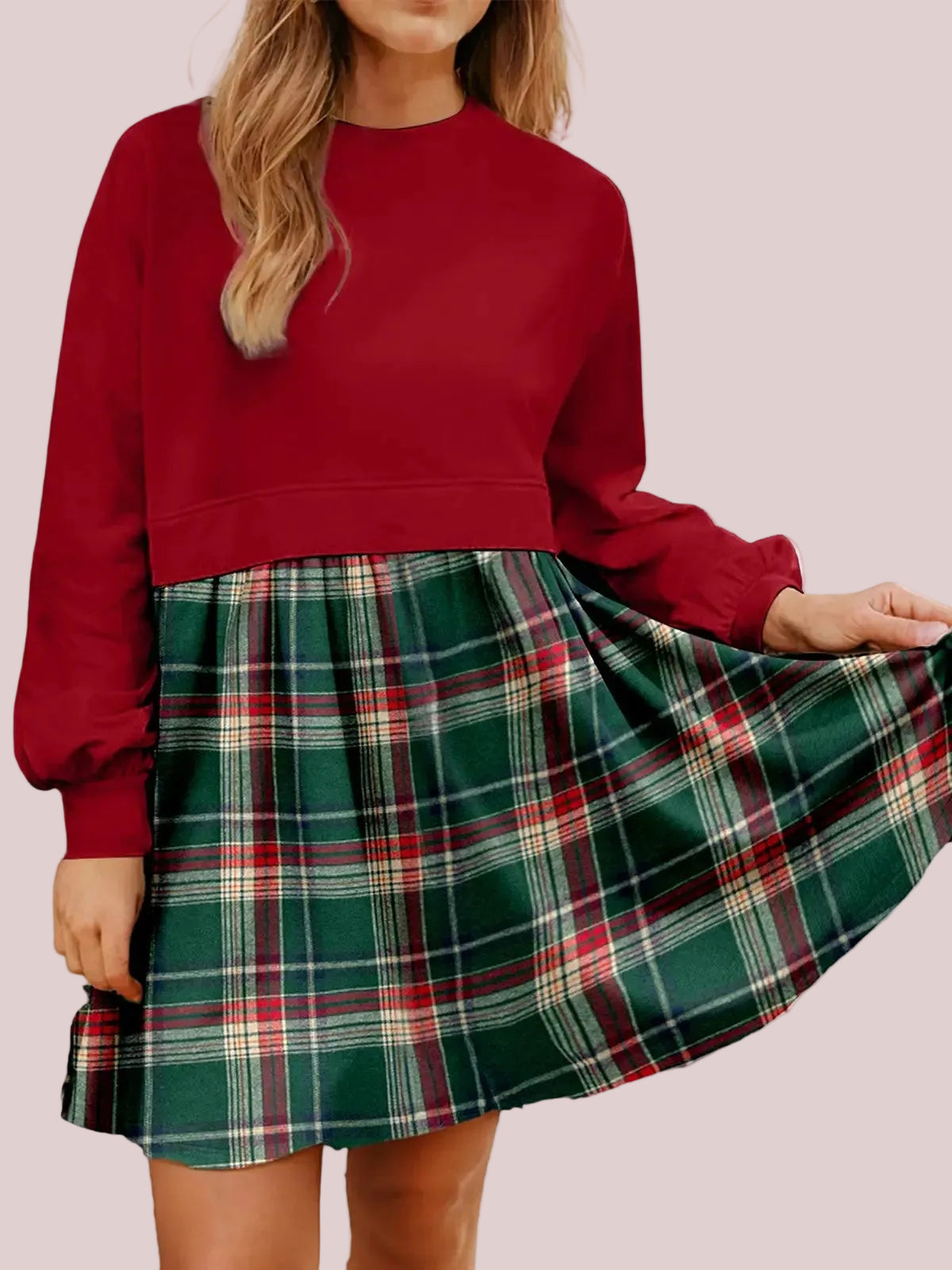 Women's Casual Layered Look Plaid Dress