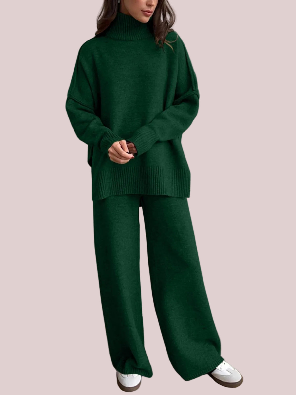Women's Oversized Turtleneck Knit Two-Piece Set